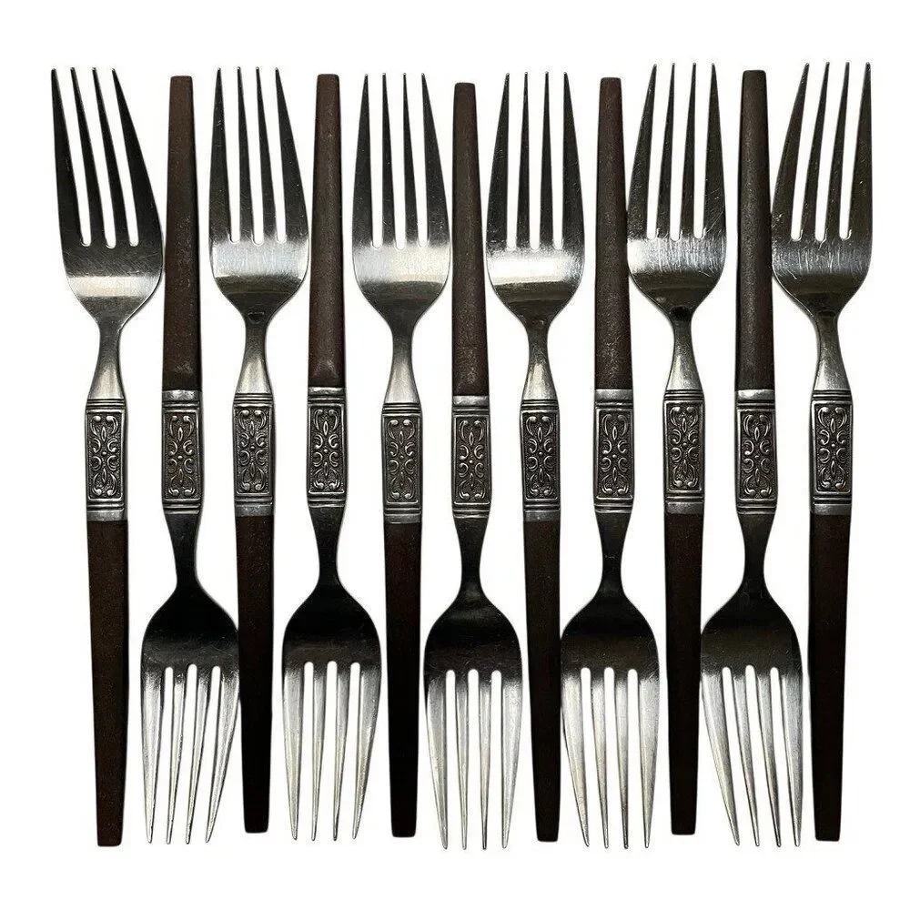 MCM INTERPUR Bar Harbor Stainless Steel Faux Wood Scroll Japan‎ Flatware 68 PCS